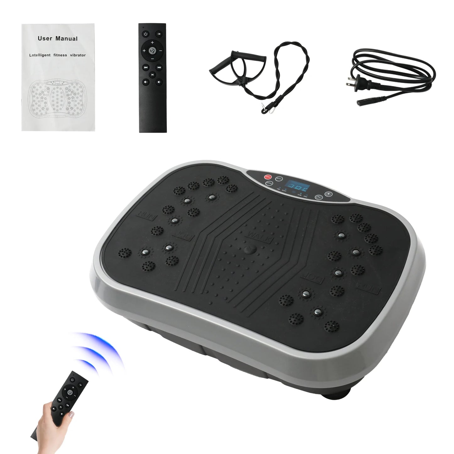 Vibration Plate Exercise Machine – Full-Body Fat-Burning Fitness Platform with Remote Control and Resistance Bands