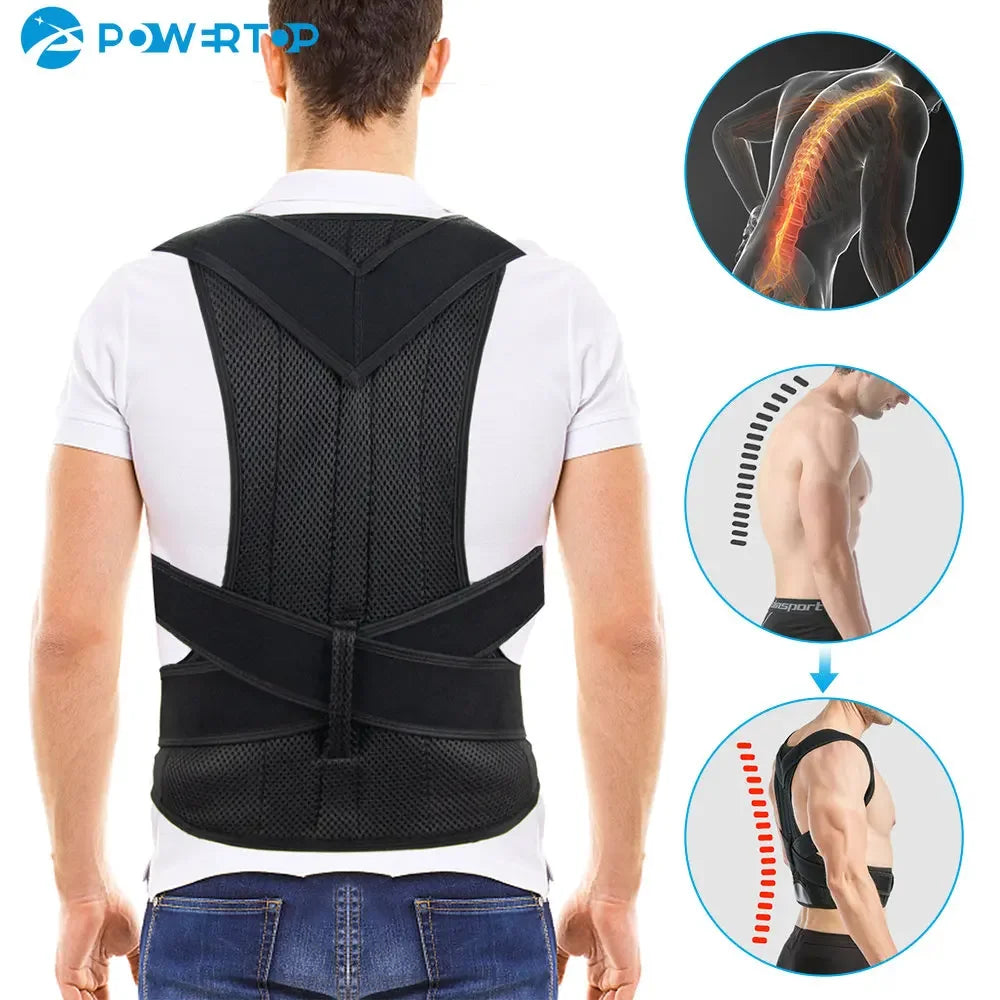 Adjustable Back Brace Posture Corrector – Lumbar and Shoulder Support Belt for Men and Women