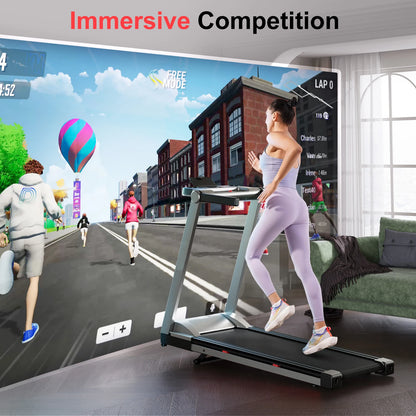 3.5HP Foldable Incline Home Treadmill with Walking Pad, Handle Bar Holder, and Smart App Data Monitoring