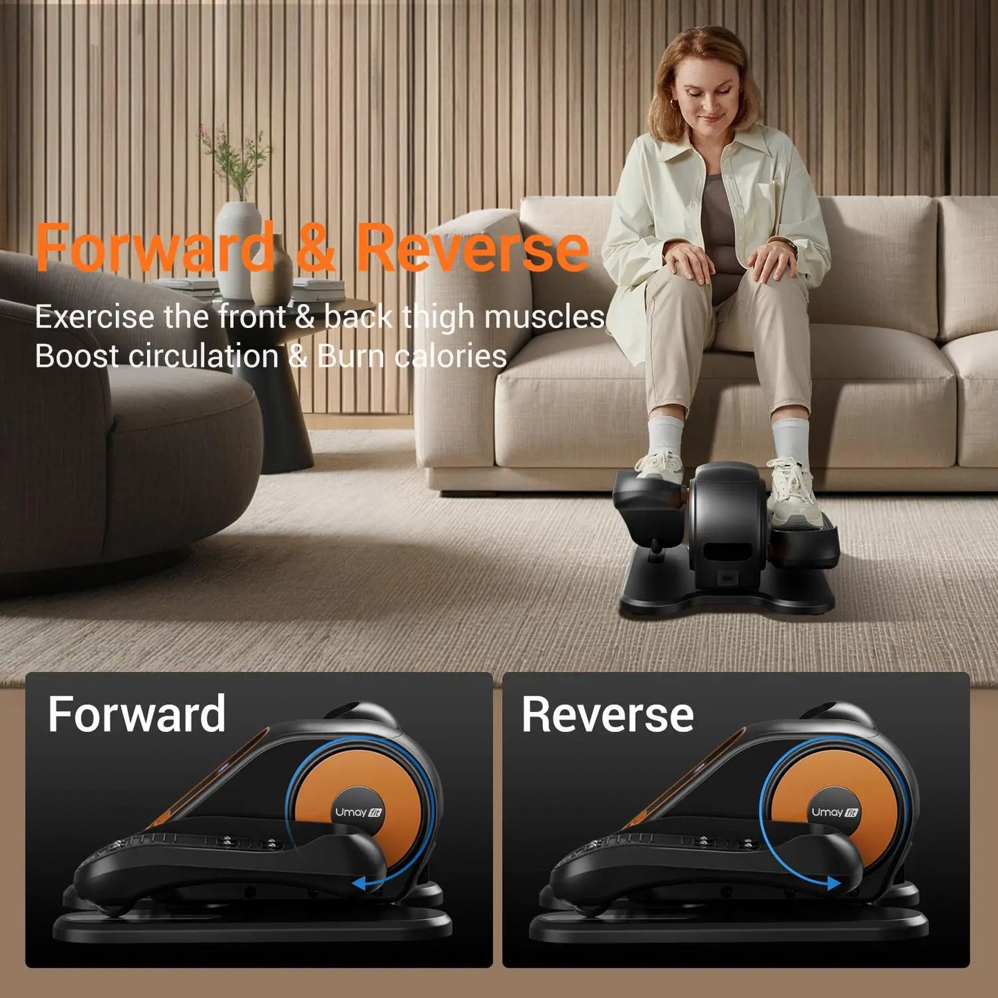 Under Desk Elliptical Machine – Portable Seated Pedal Exerciser with Remote & Resistance Bands