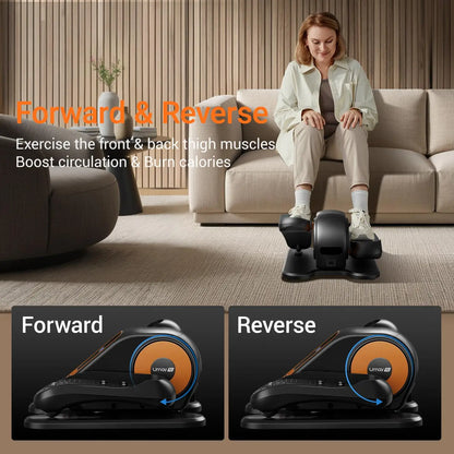 Under Desk Elliptical Machine – Portable Seated Pedal Exerciser with Remote & Resistance Bands