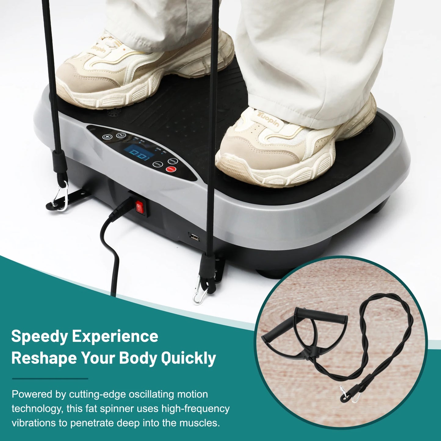 Vibration Plate Exercise Machine – Full-Body Fat-Burning Fitness Platform with Remote Control and Resistance Bands