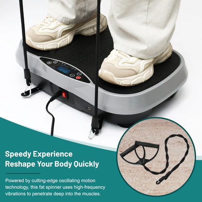 Vibration Plate Exercise Machine – Full-Body Fat-Burning Fitness Platform with Remote Control and Resistance Bands