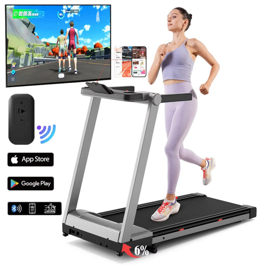 3.5HP Foldable Incline Home Treadmill with Walking Pad, Handle Bar Holder, and Smart App Data Monitoring
