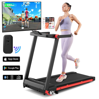 3.5HP Foldable Incline Home Treadmill with Walking Pad, Handle Bar Holder, and Smart App Data Monitoring