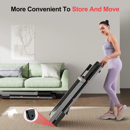 3.5HP Foldable Incline Home Treadmill with Walking Pad, Handle Bar Holder, and Smart App Data Monitoring
