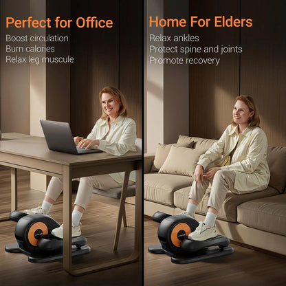 Under Desk Elliptical Machine – Portable Seated Pedal Exerciser with Remote & Resistance Bands