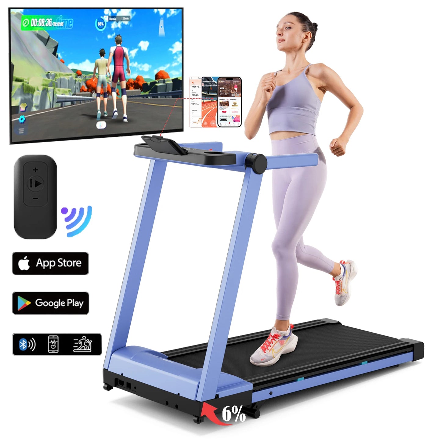 3.5HP Foldable Incline Home Treadmill with Walking Pad, Handle Bar Holder, and Smart App Data Monitoring