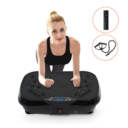 Vibration Plate Exercise Machine – Full-Body Fat-Burning Fitness Platform with Remote Control and Resistance Bands