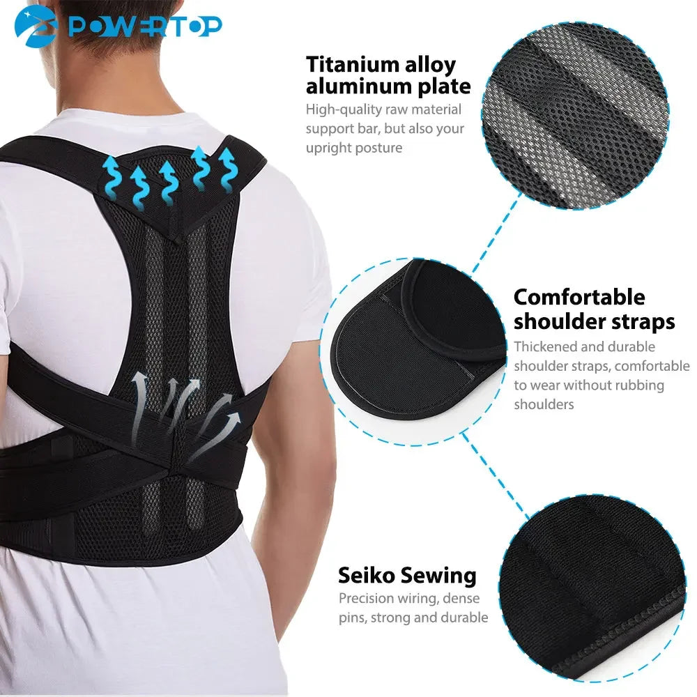 Adjustable Back Brace Posture Corrector – Lumbar and Shoulder Support Belt for Men and Women