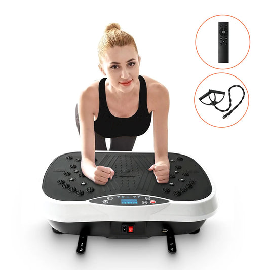 Vibration Plate Exercise Machine – Full-Body Fat-Burning Fitness Platform with Remote Control and Resistance Bands